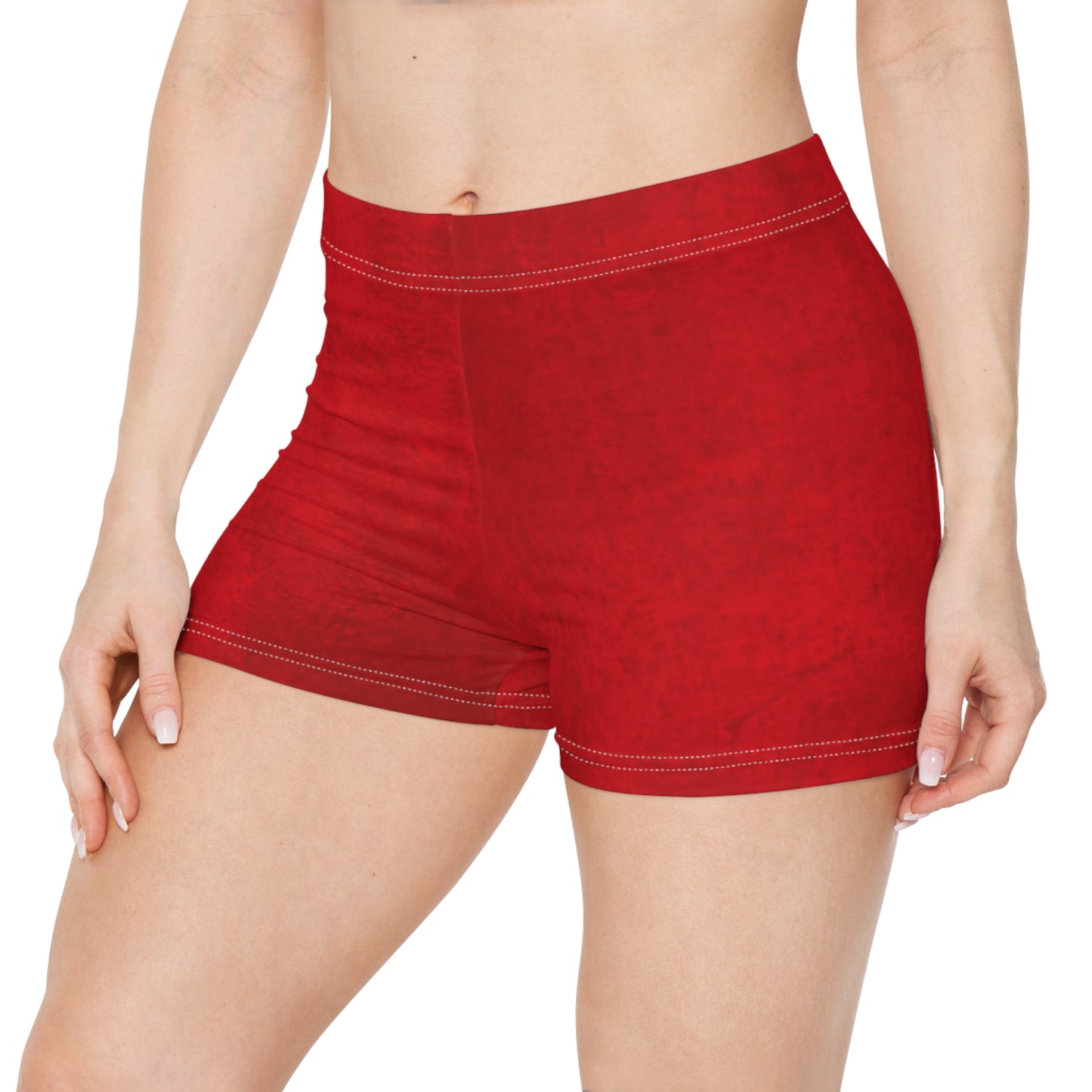 red mini shorts