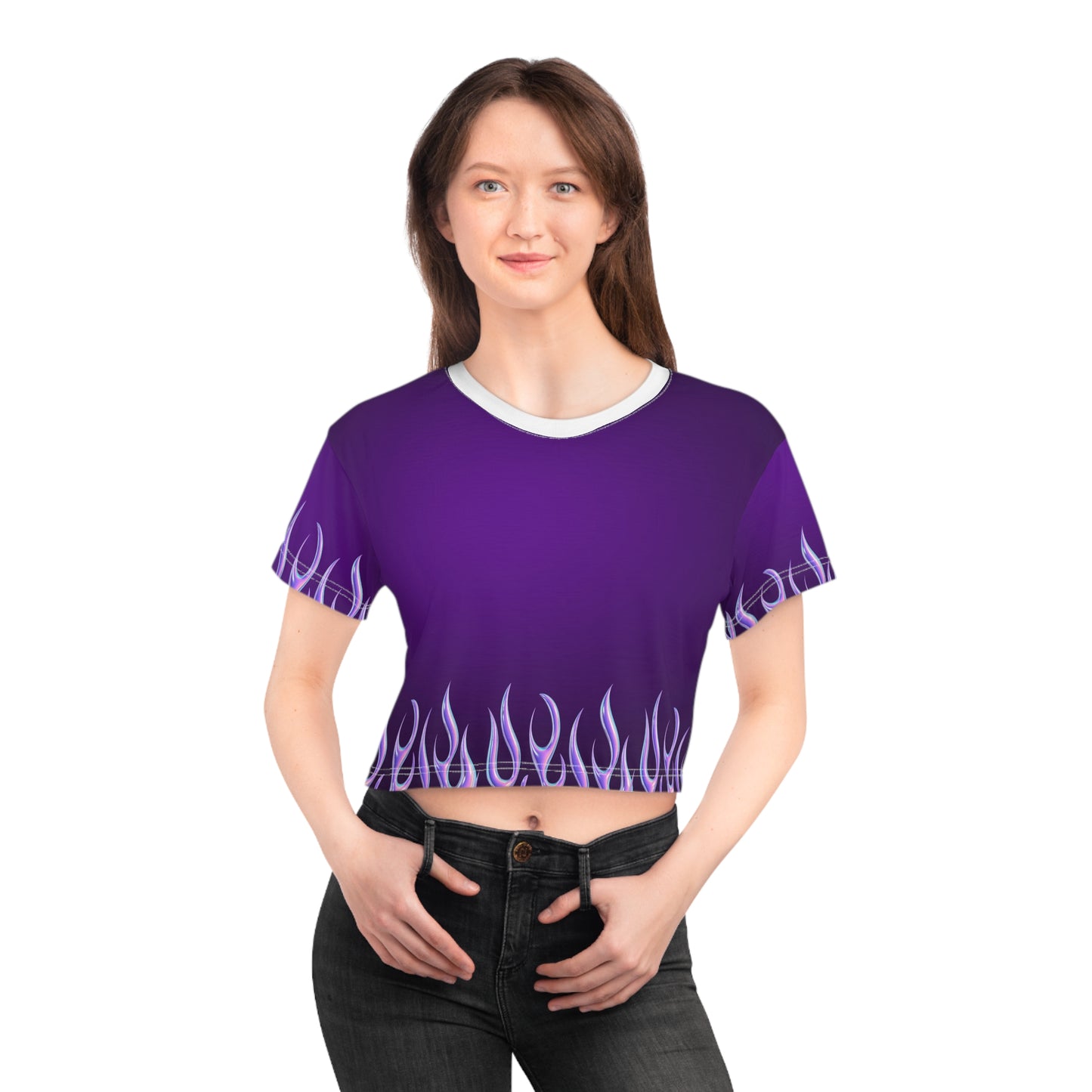 Purple Flame Crop Tee