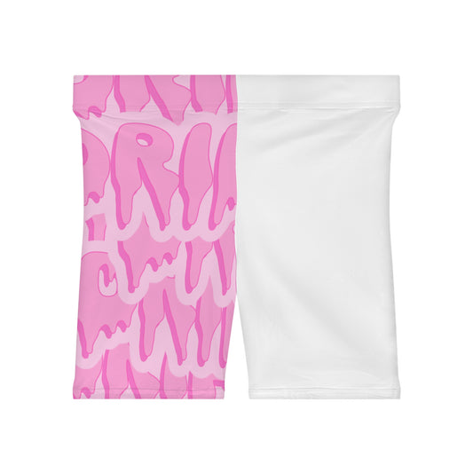 Pink/White Women's Biker Shorts