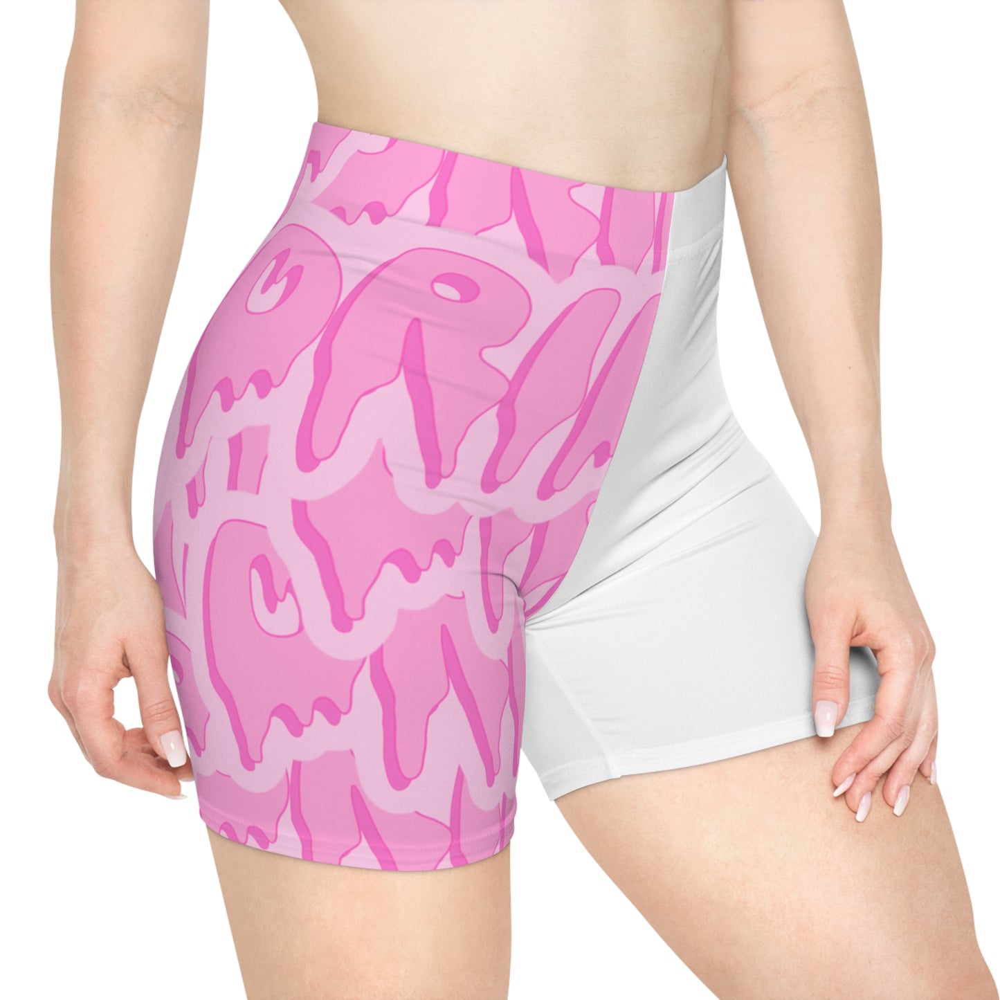 Pink/White Women's Biker Shorts