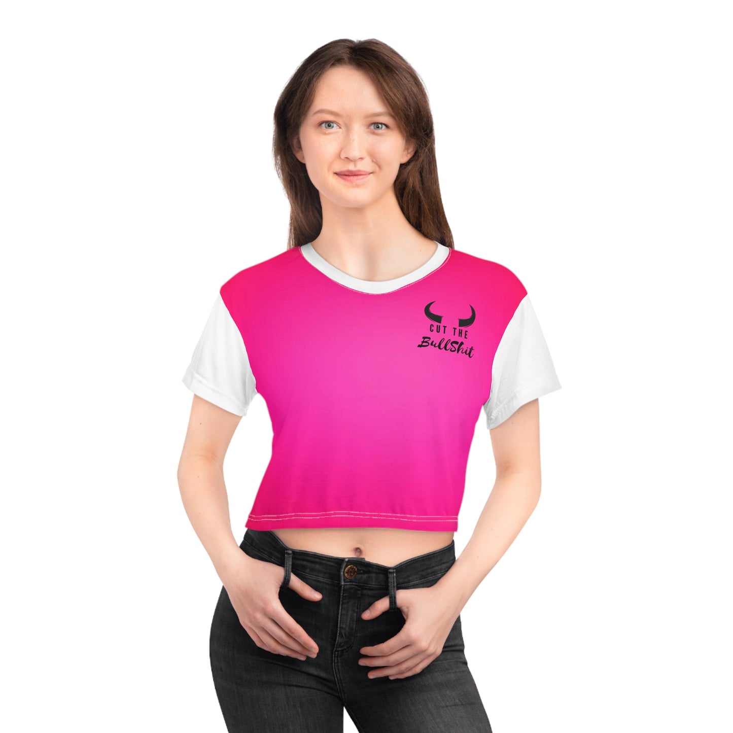 Hot Pink Cut The BS Crop Tee