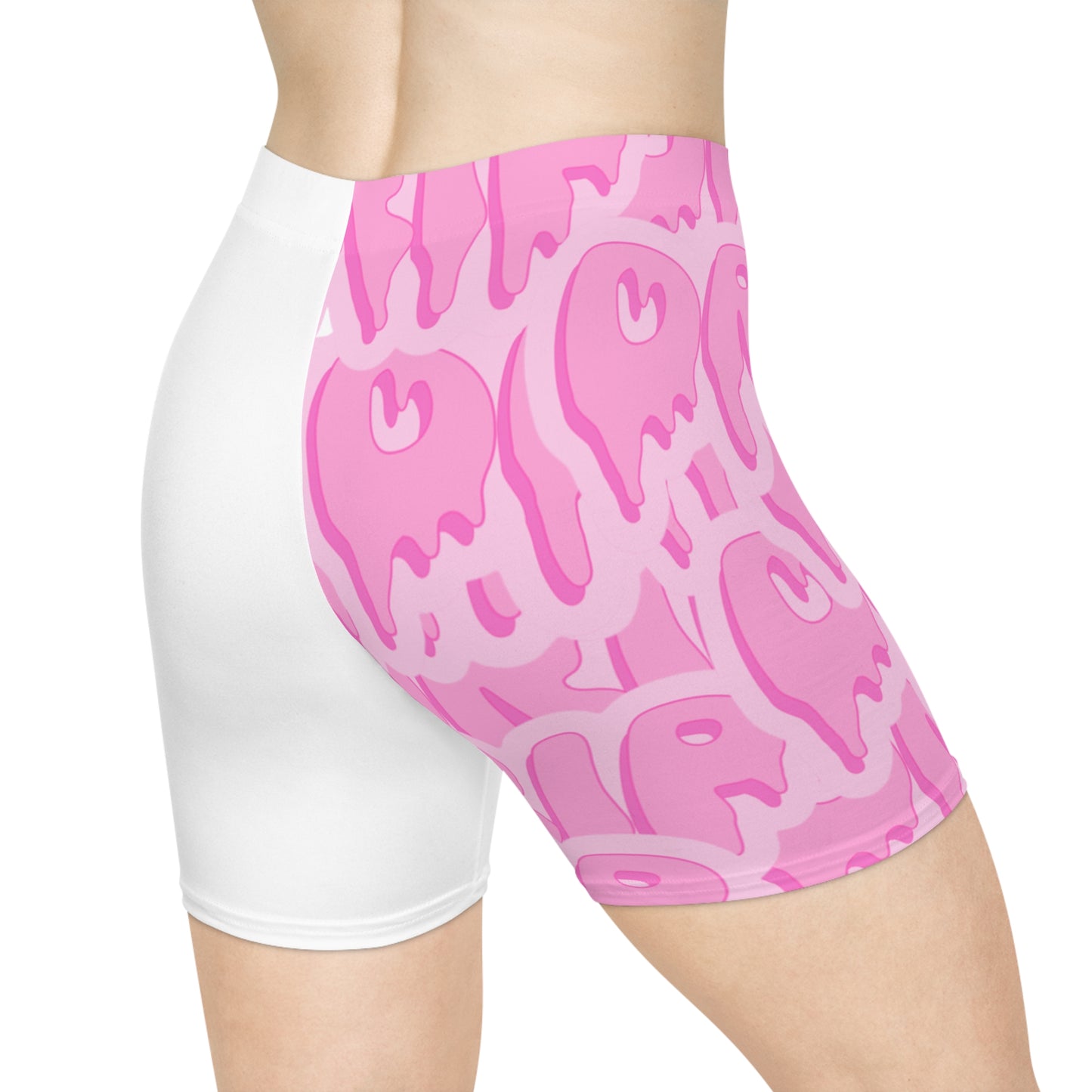 Pink/White Women's Biker Shorts