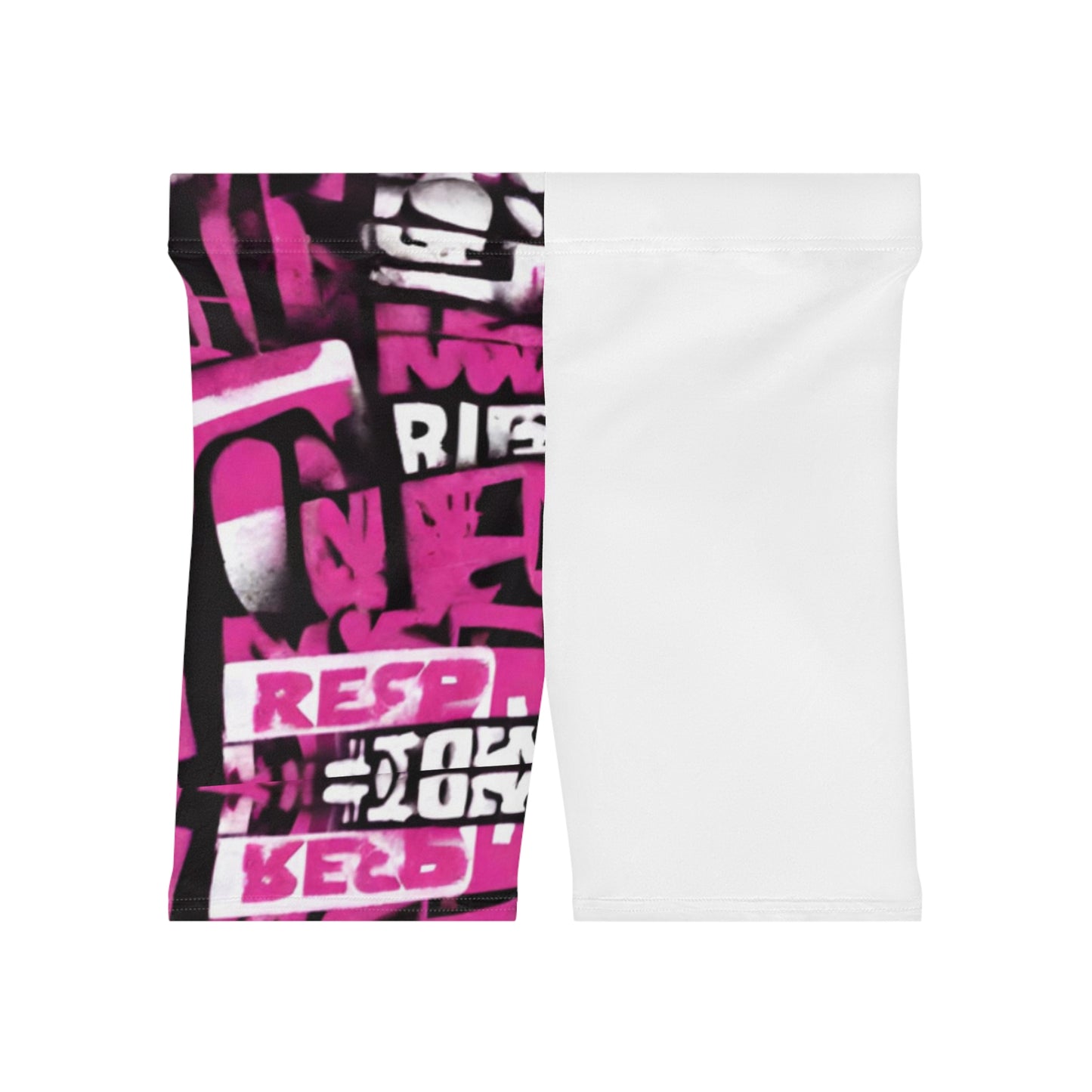 White/Pink Grafiti Women's Biker Shorts