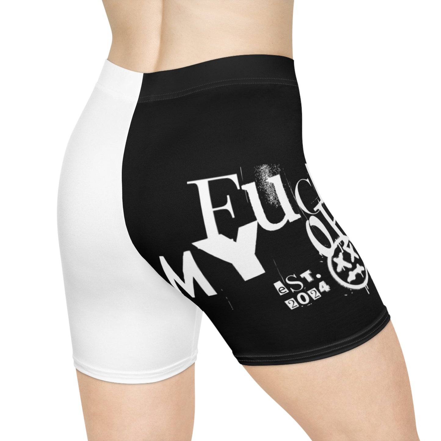 FMO White/Black Women's Biker Shorts