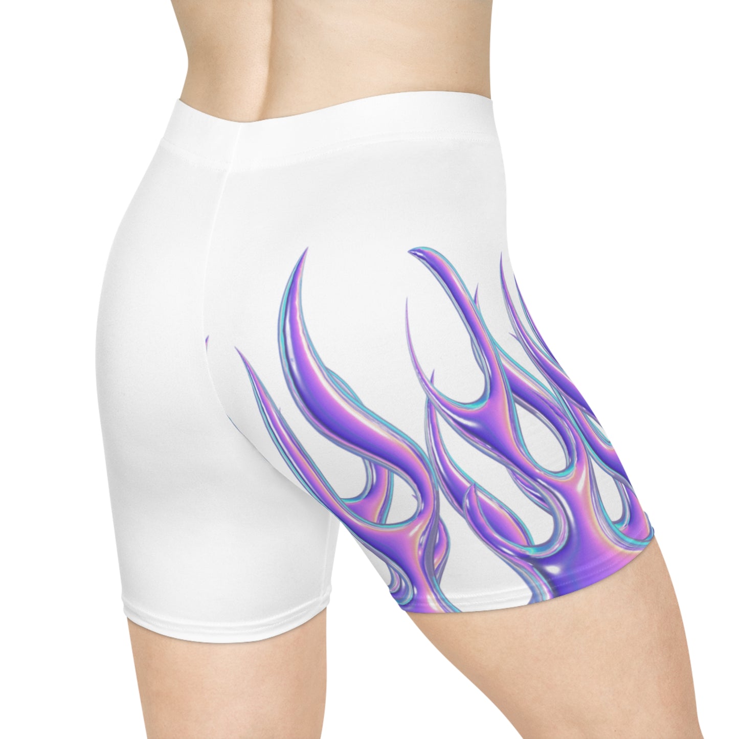 Purple Flame Biker Shorts