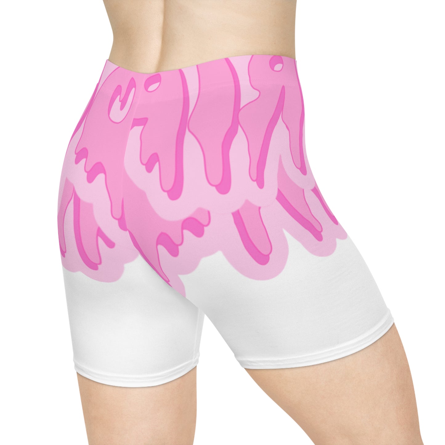 Pink/White Women's Biker Shorts