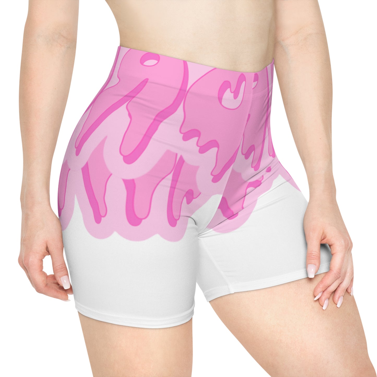 Pink/White Women's Biker Shorts