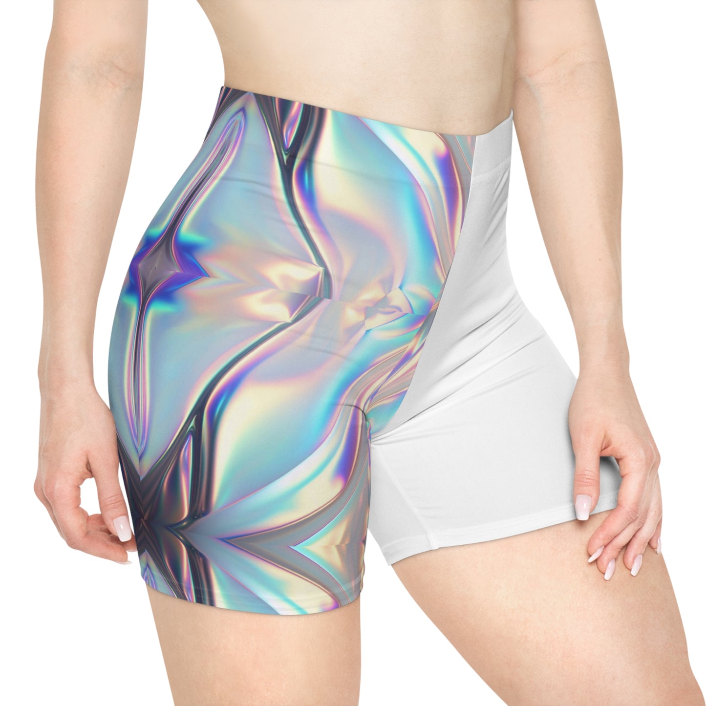 White/Metallic Women's Biker Shorts