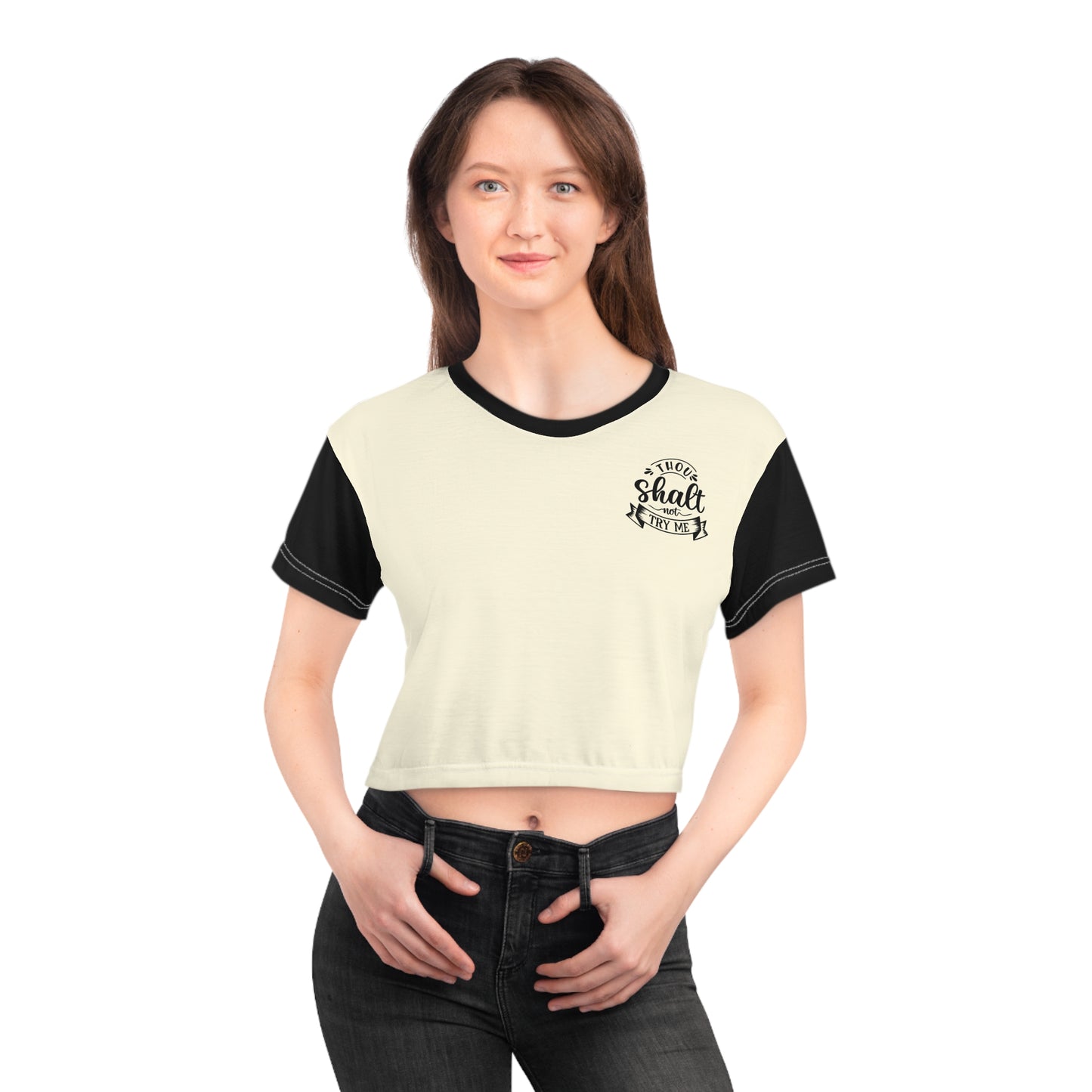 Black Thou Shalt Not Crop Tee