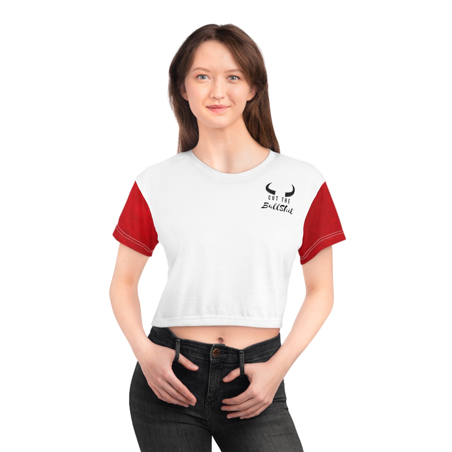 white/Red cut The BS Crop Tee