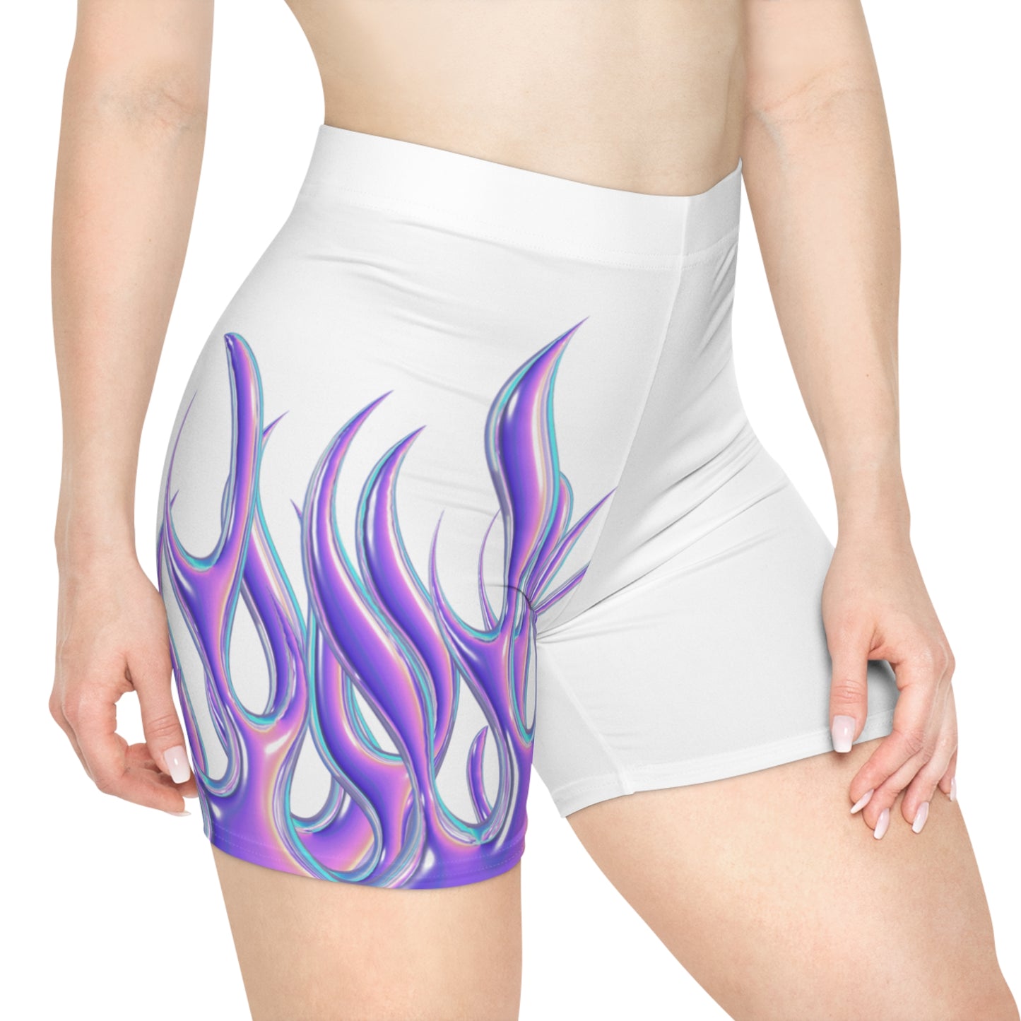 Purple Flame Biker Shorts