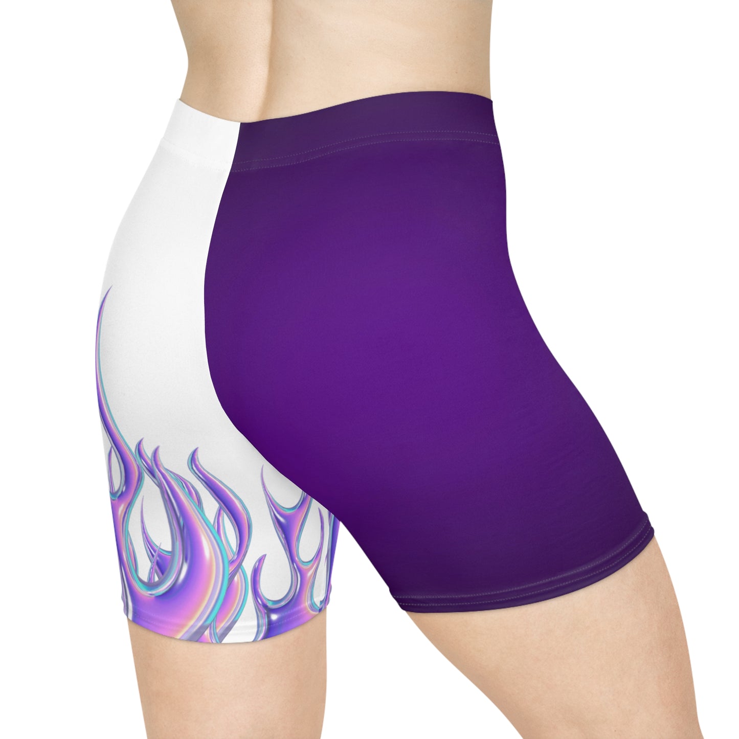 White/Purple Fame Women's Biker Shorts