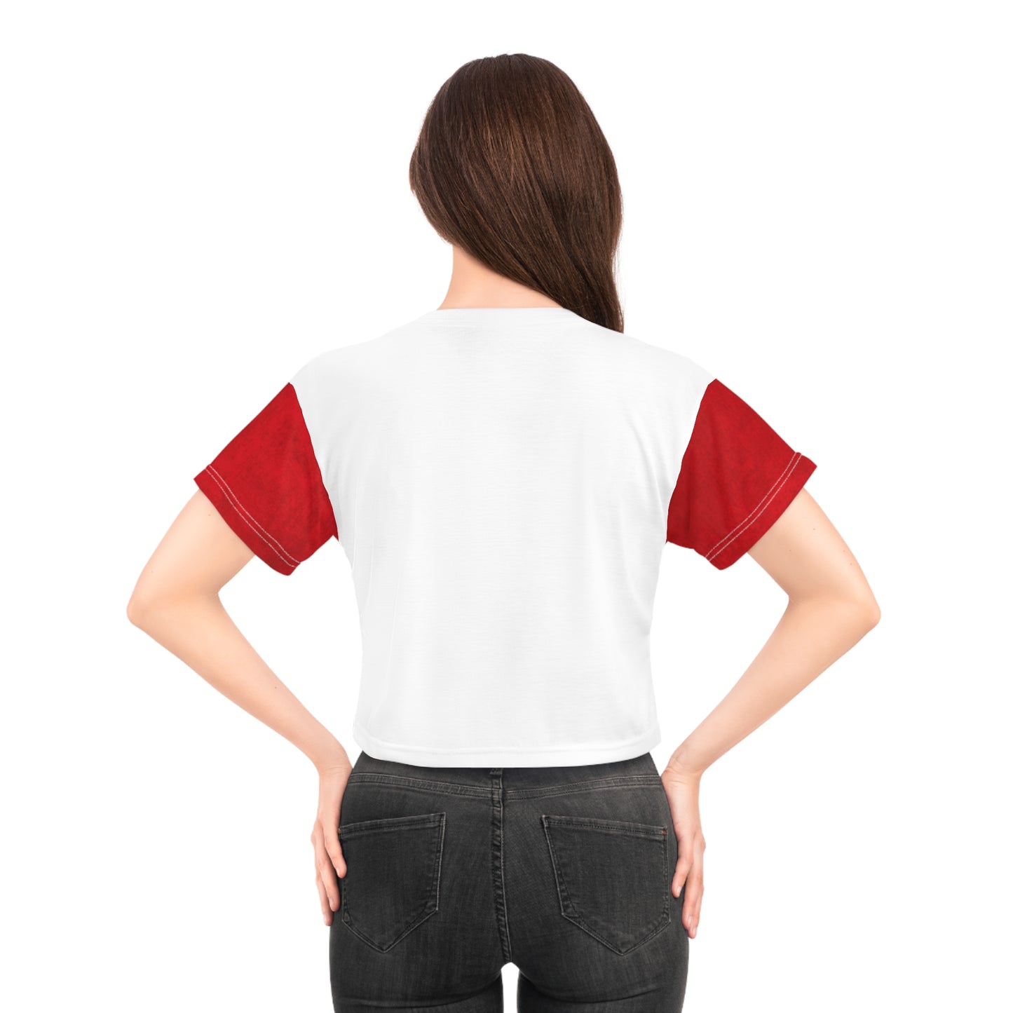 white/Red cut The BS Crop Tee