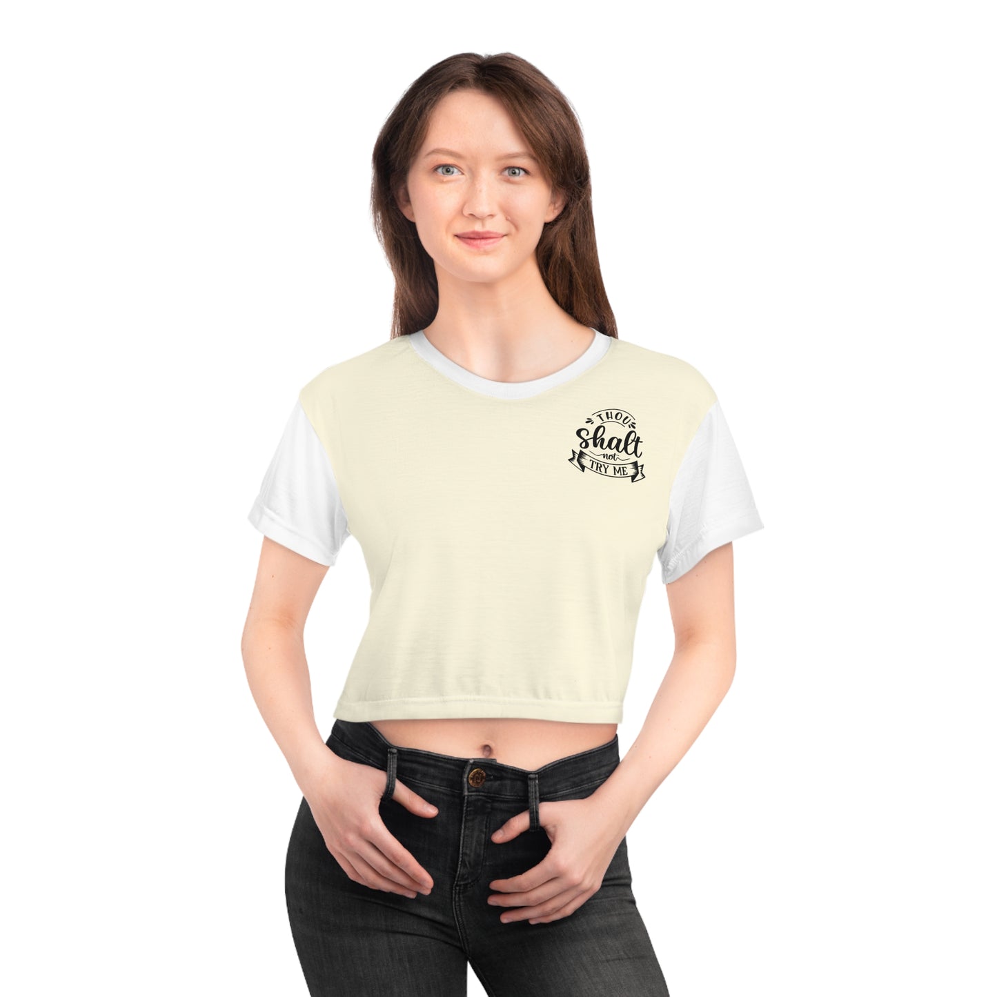 White Thou Shalt Not Crop Tee