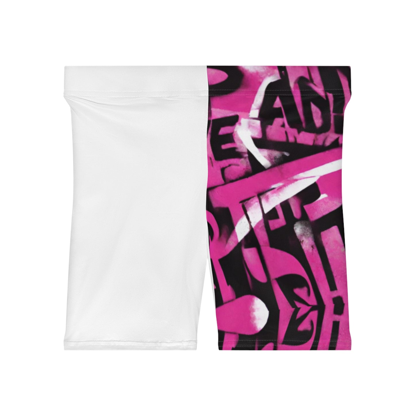 White/Pink Grafiti Women's Biker Shorts